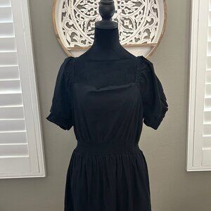 Cotton On Black Maxi Peasant Dress Short Puff Sleeve Smock Waist SZ16 Prairie